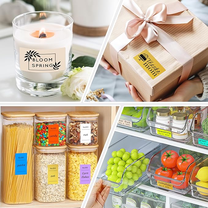 1x2 inch Label Stickers Roll for Thermal Printer 500PCS Colored Removable Freezer Labels Waterproof Blank Sticker Labels to Write on for Food Containers and Jars, Fluorescent Blue