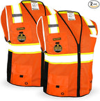 KwikSafety - Charlotte, NC - BIG KAHUNA Safety Vest [2 PACK] Class 2 ANSI OSHA Reflective Vest Durable High Visibility Vest Construction Safety Vest for Men Industrial Work Gear/Orange XL