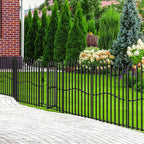 No Dig Garden Fence with Gate - 5 Panels 32in H x 11.25ft L, Sturdy Square Tube Rustproof Tall Animal Barrier for Dogs, Decorative Outdoor Fencing for Yard Gardens & Patios