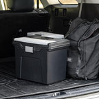 IRIS USA File Box with Lid File Organizer for Letter File w/Organizer-Lid, Water Resistant Document Box, Plastic Mobile Filing Organizer, Secure Buckle, Portable Handle, Lockable, Black 4 Pack