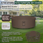 Heavy Duty Patio Furniture Covers Waterproof, 600D Round Outdoor Furniture Cover Waterproof for Sectional Sofa Couch, Outdoor Dining Table and Chair Set Covers 96"DIA x 28"H, Brown