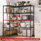 REIBII1450LBS Metal Shelving Unit Storage Shelves 5 Tier Wire Shelving 58.1''W Pantry Shelves Wire Shelf Adjustable Garage Shelving Heavy Duty Storage Rack for Pantry Kitchen Garage, Black，2 Pack
