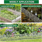 25 Panels Garden Fencing Animal Barrier, 17in (H) X 27ft (L) No Dig Dog Fence, 1.25 in Gap Fence Border for Dogs Rabbits, Rustproof Metal Decorative Fences Blocker for Outdoor, Yard, Patio, White
