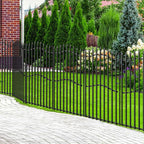 8 Panels Tall No Dig Garden Fence - 40in H x 18ft L, Reinforced Square Tube Rustproof Animal Barrier, Decorative Metal Fencing for Yard & Outdoor Dog Pet Play Areas