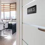 The Office Sign Door Sign - 9" by 3" - Professional Office Signs For Business or Home - Includes Double-Sided Adhesives For Easy Application