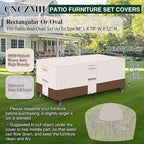 Heavy Duty Patio Furniture Covers Waterproof, 600D Outdoor Furniture Cover Waterproof for Sectional Sofa Couch, Outdoor Dining Table and Chair Set Covers 98''L x 78''W x32''H, Beige Brown