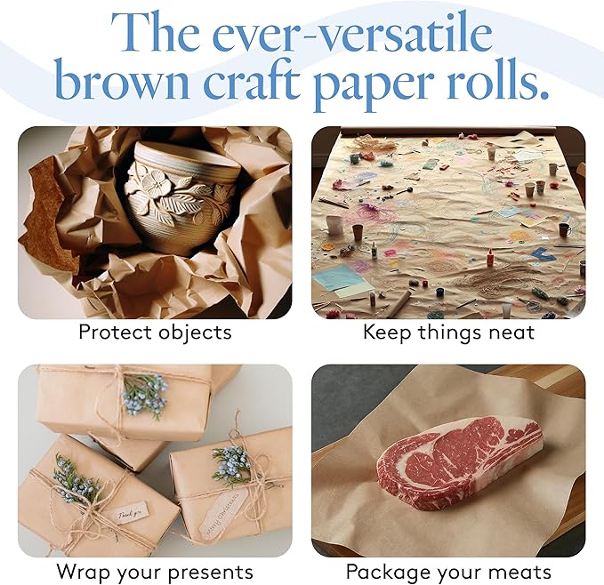 Woodpeckers Brown Kraft Paper Roll 30 inch Wide, 6000 inch Long, 1 Roll, Jumbo Roll for Eco Friendly Christmas Gift Wrapping Paper and Packing Paper