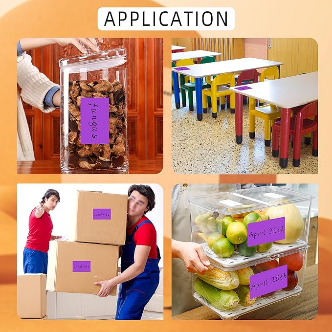 PARLAIM 3" x 5" Rectangle Color Code Stickers,500 per Dispenser Box Roll Labels,Adhesive Roll Square Label Stickers for Inventory (Purple)