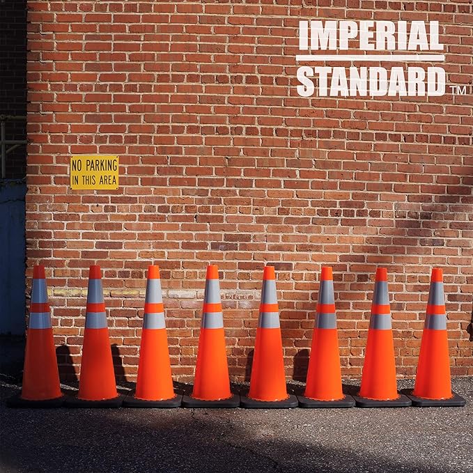 Traffic Cones - Safety Cones - 36" Orange Cones with 2 Reflective Collars - Construction Cones - Road Cones - Parking Cones - Street Cone (16 pack)
