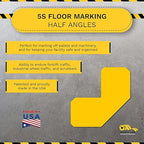 Mighty Line 2" Half Angle Marker Floor Marking Tape for Safety, Caution, Warning, Heavy-Duty, Peel and Stick, Adhesive, Industrial Quality, Yellow, Pack of 100