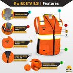 KwikSafety - Charlotte, NC - BIG KAHUNA Safety Vest [2 PACK] Class 2 ANSI OSHA Reflective Vest Durable High Visibility Vest Construction Safety Vest for Men Industrial Work Gear/Orange 3XL