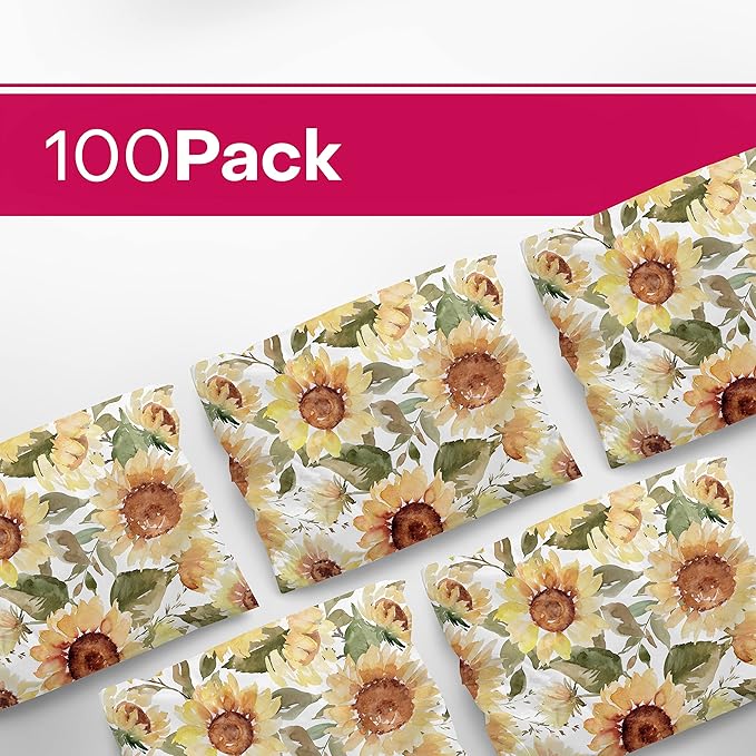 10x13 Poly Mailers – Sunflowers – Waterproof, Tear-Resistant Shipping Bags with Adhesive Seal – 100 Pack – Package Mint