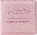 Mymazn Car Registration & Insurance Holder - PU Leather Document Holder with Magnetic Closure for Driver's License & Essential Papers, Pink