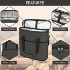 opux 3 Bottle Wine Carrier Tote, Insulated Leakproof Wine Cooler Bag, Wine Travel Bag for Picnic BYOB Beach, Portable Wine Bottle Carrying Case, Gift for Wine Lover Women Men Christmas, Charcoal Grey
