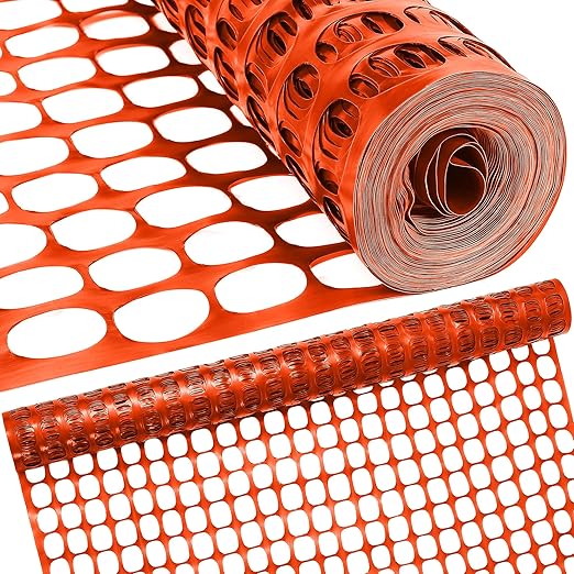 Houseables Plastic Mesh Fence, Construction Barrier Netting, Orange, 4'x100' Feet, 1 Roll, Garden Fencing, Fences Wrap, Above Ground, for Snow, Poultry, Chicken, Safety, Deer, Patio, Garden Netting
