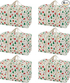 VENO 6 Pack Moving Bags and Large Christmas Storage Bins with lids. Alternative to Moving Boxes, Packing Supplies for College. Extra Large Heavy Duty Totes for Packaging (Jingle Mix, 6 Pack)