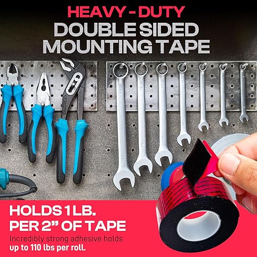 GripBond Black Super Bond Heavy Duty Double Sided Tape, 1 Roll (18.3 Ft), 1.2” x 220” – Waterproof Adhesive Mounting Tape for Indoor/Outdoor, Walls, Automotive, Car, LED Strip Lights, Home, Office