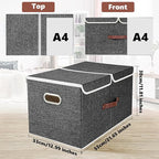 TYEERS Extra Large Collapsible Storage Bins with Lids and Compartments, Washable, Fabric Storage Boxes, 21.7x13x11.8 inches, 2 Pack, Black