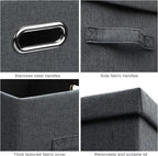 Medium 15" 21 Quart Collapsible Stackable Storage Bins with Lids, 5 Packs Dark Gray Foldable Fabric Closet Storage Boxes with Lids, Lidded Heavy-duty Linen Baskets(15x11x8)