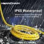 HUANCHAIN 100 ft 12/3 Gauge Heavy Duty Outdoor Extension Cord Waterproof with Lighted, Flexible Cold Weather 3 Prong Electric Cord Outside, 15A 1875W 125V 12AWG SJTW, Yellow, ETL Listed