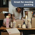 Bubble Wrap Substitute - Honeycomb Packing Paper 15''x280', Cushioning Wrap Moving, Shipping, Packing for Glassware, Plates, Cups with 36 Fragile Sticker Labels