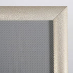 M&T Displays Curved Menu Board, 11x17 Inch Pedestal Sign Holder with 8.5x11 Inch Brochure Holder White Pearlic Floor Standing Aluminum Front Loading Easy Open Poster Message Advertisement Post