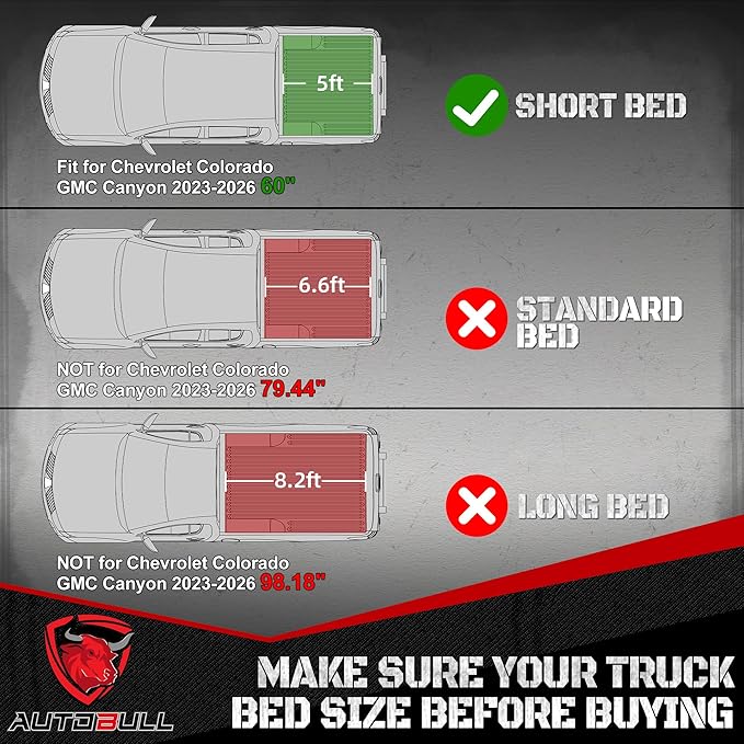 Truck Bed Mat Bed Liner Fit for Chevy Colorado/GMC Canyon 2023 2024 2025 2026 5FT Accessories, Vehicle Truck Bed Liner Custom Fit All Weather Protection TPE Pickup Car Bed Mat
