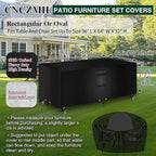 Heavy Duty Patio Furniture Covers Waterproof, 600D Outdoor Furniture Cover Waterproof for Sectional Sofa Couch, Outdoor Dining Table and Chair Set Covers 96''L x 64''W x 32''H, Black