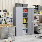 Crownland 72" Metal Storage Cabinet, Lockable Garage Storage Cabinets, High Office Cabinet with Adjustable Shelves for Garage, Home Office, Pantry, File(Cement Grey)