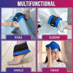 Ice Pack Wrap with Elastic Strap by Kinetic Labs - Hot Cold Gel Pack for Injuries - Reusable Ice Pack for Neck Foot Ankle Head Wrist Leg Shoulder Arm Thigh Knee Surgery (Regular)