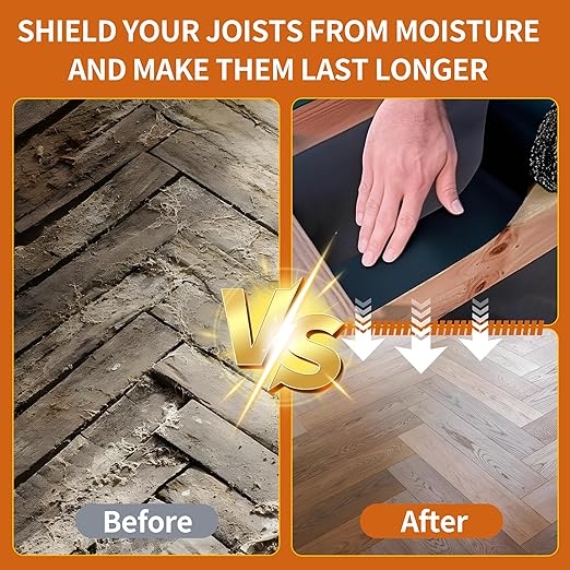 Joist Tape for Decking 4 Inch x 50 Feet 4 Pack, Weatherproof Butyl Sealant Deck Joist Tape，Protects The Top of The Joist, Beam, and Wood