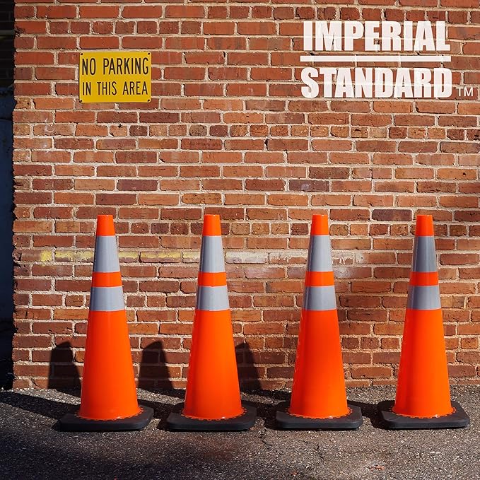 Traffic Cones - Safety Cones - 36" Orange Cones with 2 Reflective Collars - Construction Cones - Road Cones - Parking Cones - Street Cone (4 pack)