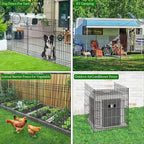 No Dig Fence Outdoor Dog Fences,Total 44" H x 288" W Decorative Metal Garden Fence with Gate,Garden Fence Animal Barrier,Garden Fencing for Yard Rustproof