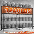 REIBII 70"W Metal Shelving, Storage Shelves 4-tier Wire Shelving Unit Load 1240LBS Metal Shelves for Storage Adjustable Shelving Rack for Pantry Kitchen Commercial school Garage 70"W*15.8"D*62.9"H