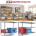 REIBII 55.5" W Storage Shelves 3200LBS Metal Shelving 5 Tier Wire Shelving Unit Garage Shelving Heavy Duty Metal Shelves for Storage Rack Commercial Adjustable Pantry Shelf, 55.5" W X 18''D X 71" H