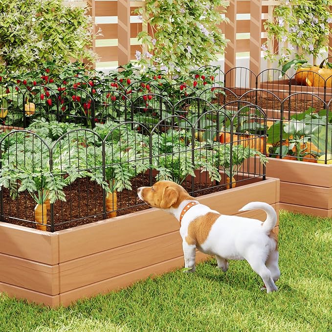 Goovilla Garden Fence, Total 20ft(L) x 24in(H) Garden Fencing Animal Barrier, 19 Pcs Rustproof Metal Fence Panels, Black No Dig Fence, Decorative Garden Fences and Borders for Dogs, Flower Bed, Patio