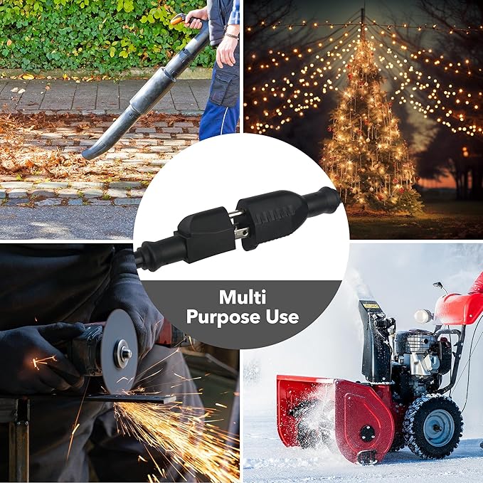 BN-LINK 3ft Outdoor Extension Cord, 15amps,12/3 SJTW Heavy Duty Power Cord, 3-Prong Grounded Plug, Weather Resistant, 1875W, Black, for Lawn, Garden, Appliances, ETL Listed