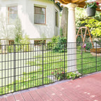Metal Garden Fence 40in (H) x 11.7ft (L), 5 Panels + 6 Stakes Dog Fence Border Fence Animal Barrier, No Dig Garden Fencing for Yard Flower Bed Lawn Patio Outdoor, PIN402805 Black