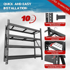 8000LBS 78 "W x 24 "D x 72 "H Garage Shelving, 4-Tier Industrial Iron Shelving Unit Garage Storage Rack for Basement Warehouse, Black