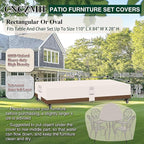 Heavy Duty Patio Furniture Covers Waterproof, 600D Outdoor Furniture Cover Waterproof for Sectional Sofa Couch, Outdoor Dining Table and Chair Set Covers 110''L x 84''W x 28''H, Beige Brown