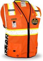 KwikSafety - BIG KAHUNA DIGITAL Safety Vest [LIMITED EDITION] Class 2 ANSI OSHA Reflective Vest Durable High Visibility Vest Construction Safety Vest for Men Industrial Work Gear/Orange Small