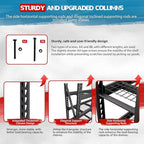 8000LBS 91 "W x 24 "D x 87 "H Storage Shelves, 4-Tier Adjustable Metal Shelving Units and Storage, Iron Industrial Shelving for Garage, Warehouse, Basement, Black