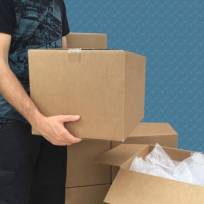 Amazon Basics Cardboard Shipping and Packing Moving Boxes, 10 Pack, Medium, Brown, 18" x 14" x 12"