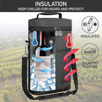 opux 2 Bottle Wine Carrier Tote, Insulated Leakproof Wine Cooler Bag, Wine Travel Bag for Picnic BYOB Beach, Portable Wine Bottle Carrying Case, Gift for Wine Lover Women Men Christmas, Charcoal Grey