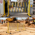 Industrial Expandable Barricade,Folding Security Gate Safety Barricade with Casters,Mobile Barrier Gate Outdoor,Adjustable Traffic Fence for Road Construction, Traffic Control,Pool (23FT)