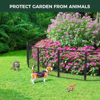 FXW Garden Fence Outdoor for The Yard – 40in(H) x 109.4ft(L) Heavy Duty Metal Animal Barrier for Dog and Rabbit, Decorative Dog Fence, 48 Panels, Black
