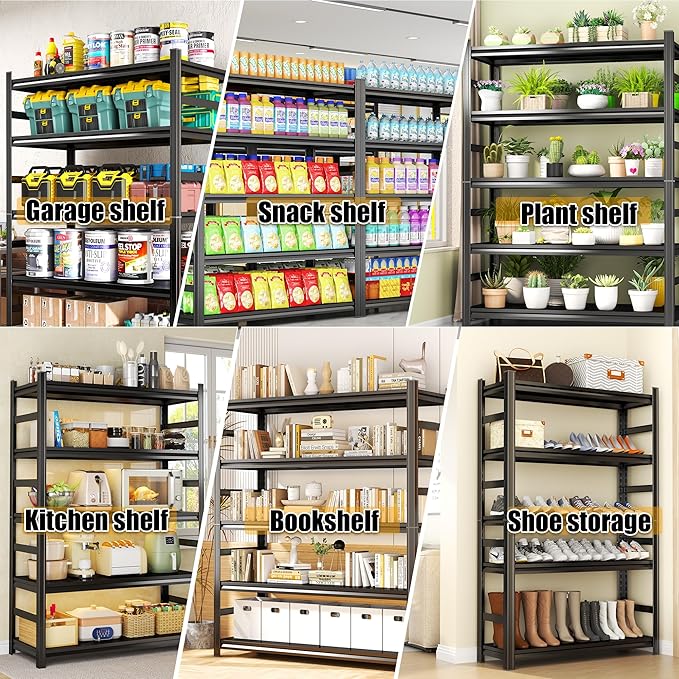 72'' Garage Storage Shelves,5-Tier Shelving Unit,Metal Shelving Capable of Bearing 3000lbs, Suitable for Warehouse, Kitchen,Basement, Garage Shelf