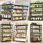 78'' Garage Storage Shelves, Metal 5Tier Shelving Unit, Adjustable, Double-Layer Column with Reinforced Ribs, Heavy-Duty, Capable of Bearing 3000 lbs, Suitable for Plant, Warehouse, Kitchen Storage