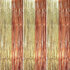 3 Pack 3.3 x 8.2 ft Rose and Champion Foil Fringe Backdrop Curtains, Tinsel Streamers Party Decorations, Fringe Backdrop, Door Shimmer for Anniversary or Birthday Party