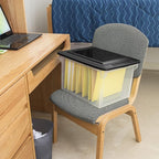 Sterilite File Box, Stackable Storage Bin with Lid, Plastic Container to Organize Taxes, Papers in the Home, Office, Clear Base with Black Lid, 4-Pack